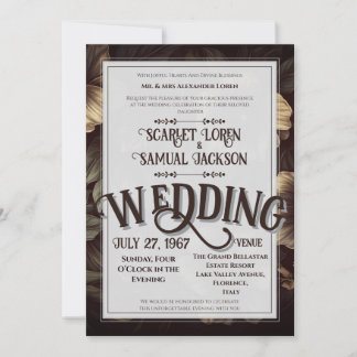 Dark Classic Retro Elegant Luxury Wedding Invitation