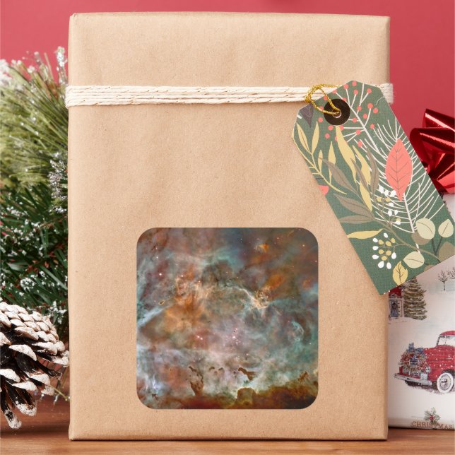 Dark Clouds of Carina Nebula Hubble Space Square Sticker (Holiday)