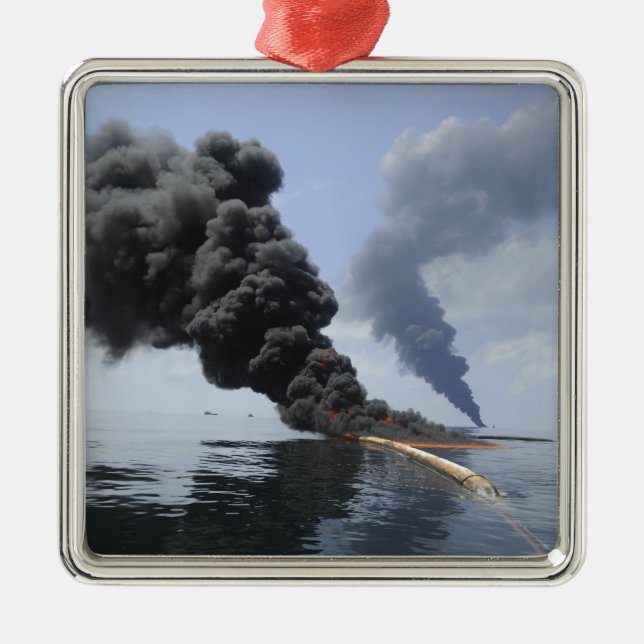 Dark clouds of smoke and fire emerge 3 metal tree decoration (Front)