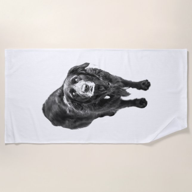 Dark Coat, Moonlit Lines Beach Towel (Front)