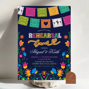 Dark Colorful Talavera Mexican Reheasal Dinner Invitation