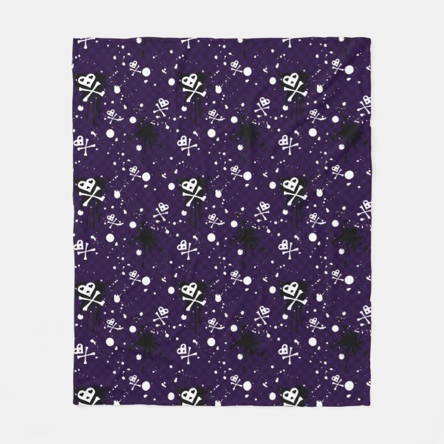 Dark Colour Emo Pattern With Paint Fleece Blanket (Front)