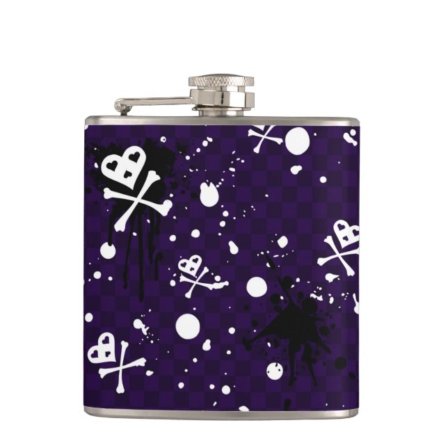 Dark Colour Emo Pattern With Paint Hip Flask (Front)