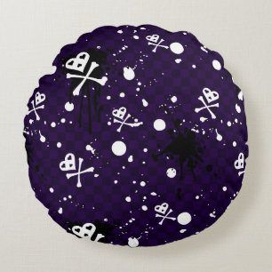 Dark Colour Emo Pattern With Paint Round Cushion
