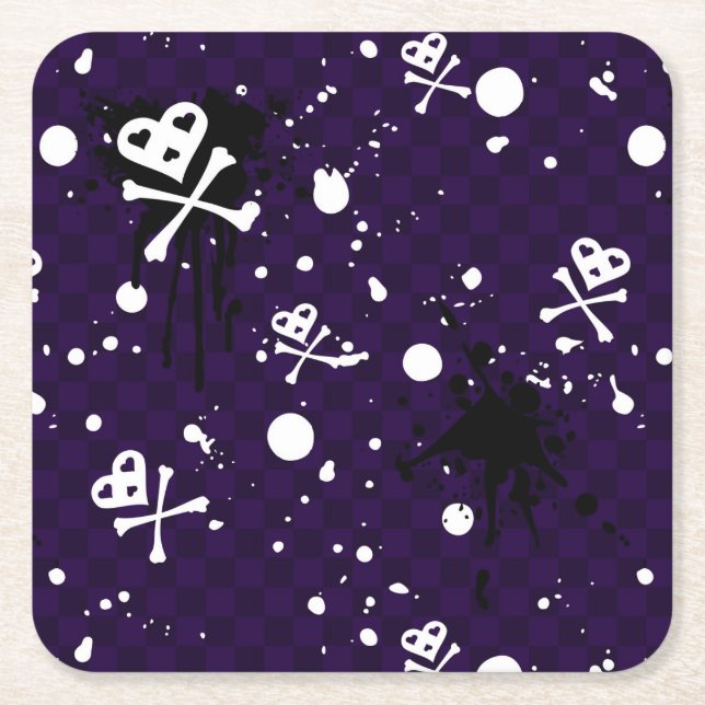 Dark Colour Emo Pattern With Paint Square Paper Coaster (Front)