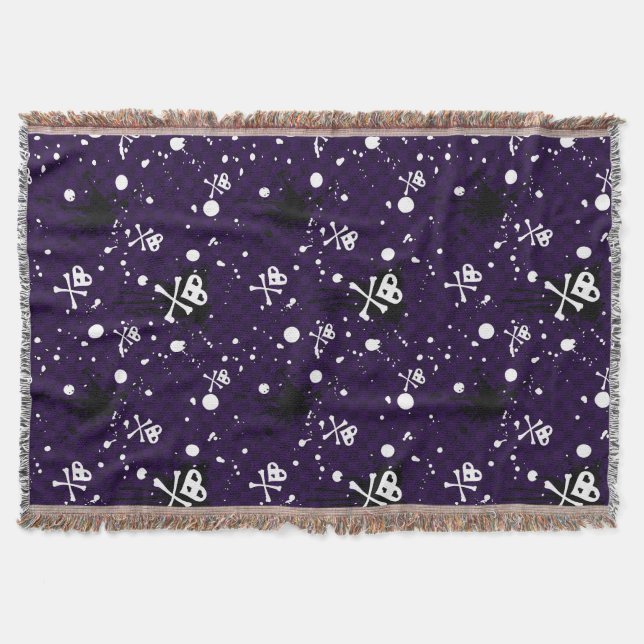 Dark Colour Emo Pattern With Paint Throw Blanket (Front)
