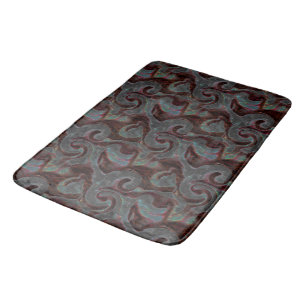 Dark coloured carved spiral parts and glow strokes bath mat