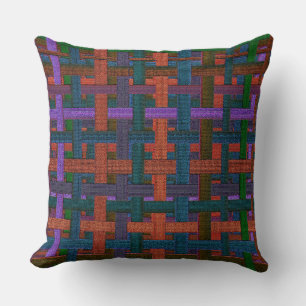 Dark coloured plaid in cloth or canvas look cushion