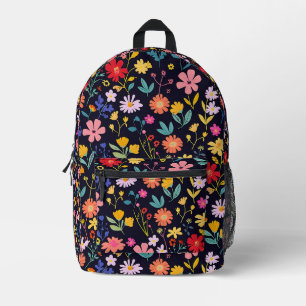 Dark Colourful Ditsy Floral Bohemian Pattern Printed Backpack