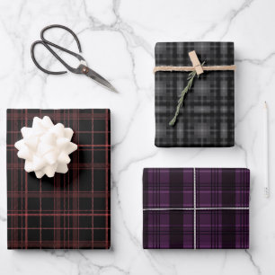 Dark Colours Plaid Wrapping Paper Sheets