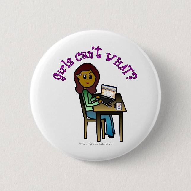 Dark Computer Girl 6 Cm Round Badge (Front)