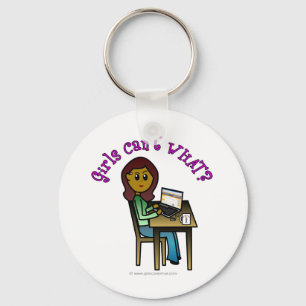 Dark Computer Girl Key Ring