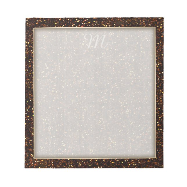 Dark Copper Bronze Orange Glitter Notepad (Front)