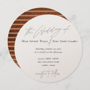 Dark Copper Stripe with Modern Typography Circle Invitation