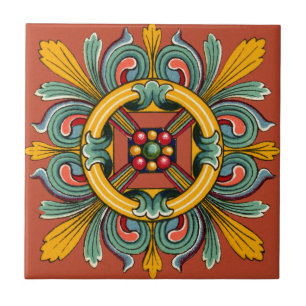 Dark Coral Victorian Tile Design