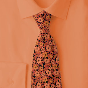 Dark Coral Wildflowers Tie