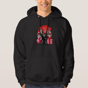 Dark Cornish Rex Cat Valentines Day Hearts Balloon Hoodie