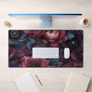 Dark Cottage Pink And Purple Wildflower Garden  Desk Mat