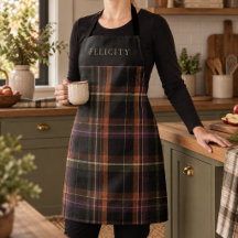 Dark Cottagecore Black Rust Autumn Plaid Monogram