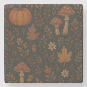 Dark Cottagecore Rustic Farmhouse Botanical Stone Coaster