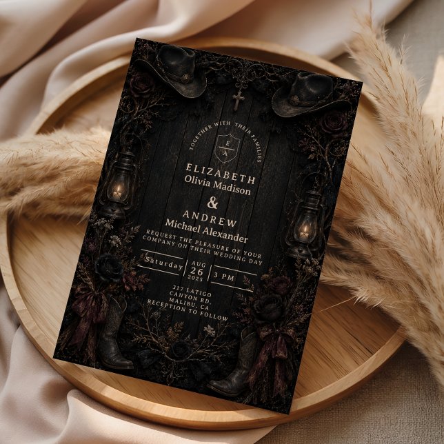 Dark Country Goth Wedding Invitation (Creator Uploaded)