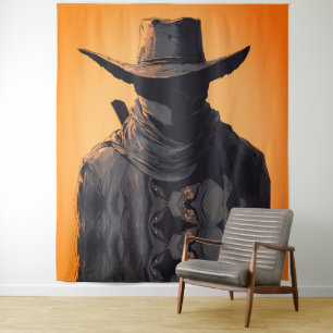 Dark Cowboy Outlaw Wall Art Print Tapestry