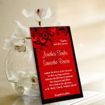 Dark Crimson Red Floral Gothic Wedding Invitation