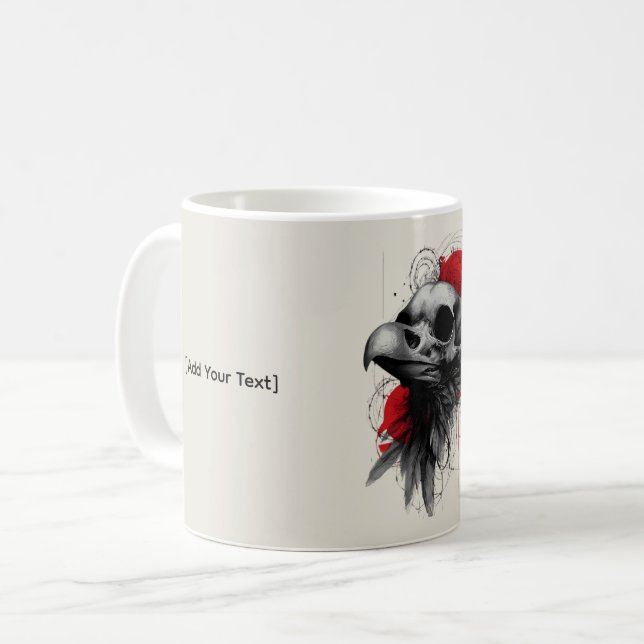 Dark Crow Skull Gothic Grunge Art Mug (Front Left)