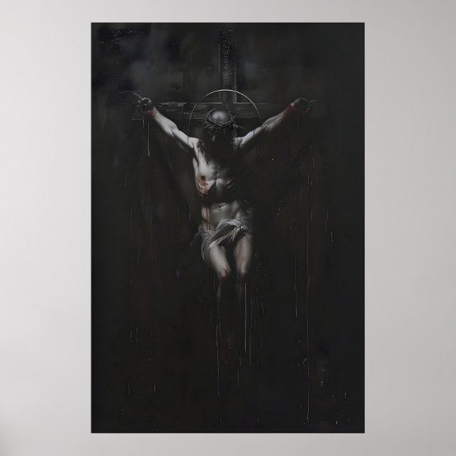 Dark Crucifixion Art Print Gothic Religious  (Front)