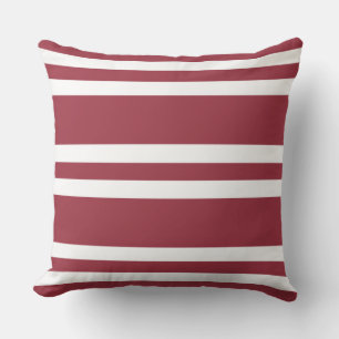 Dark Currant Red and White Stripes Cushion