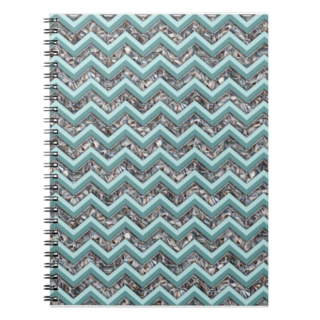 Dark Cut Glass and Teal Zigzag Notebook (Front)