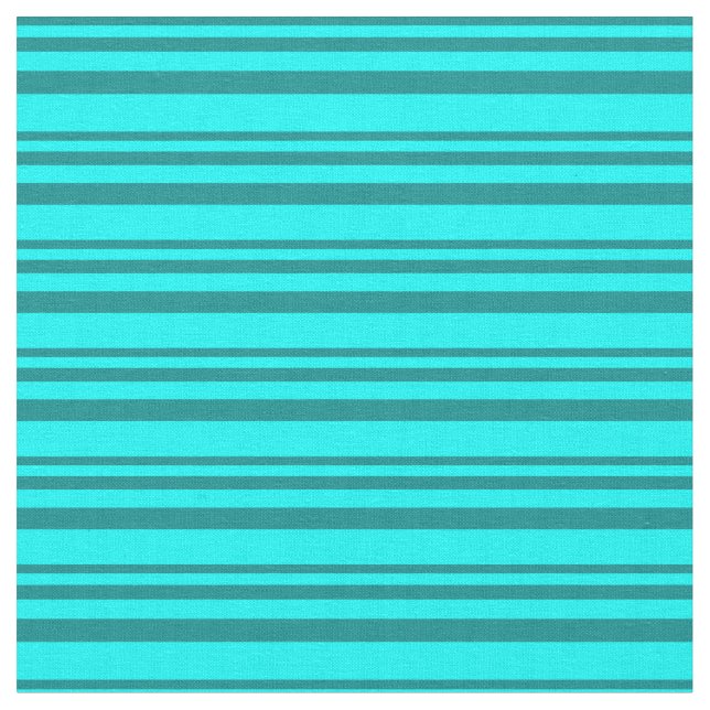 Dark Cyan and Aqua Stripes Pattern Fabric (Close Up)