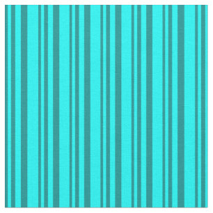 Dark Cyan and Cyan Coloured Stripes/Lines Pattern Fabric