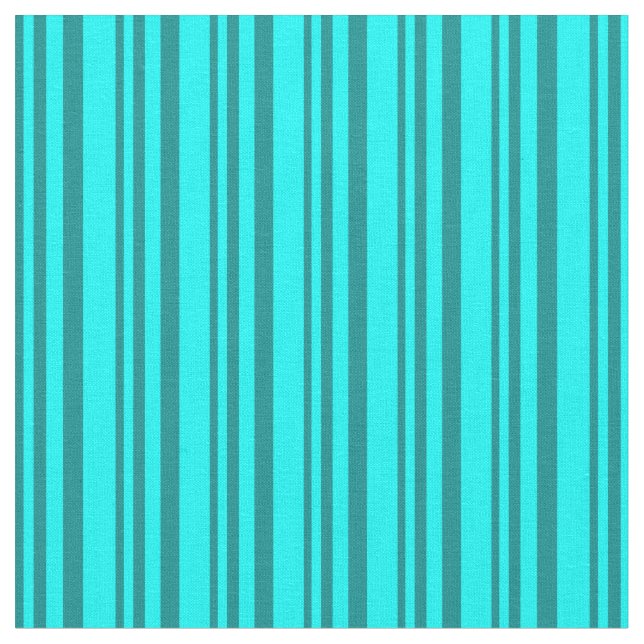 Dark Cyan and Cyan Coloured Stripes/Lines Pattern Fabric (Close Up)