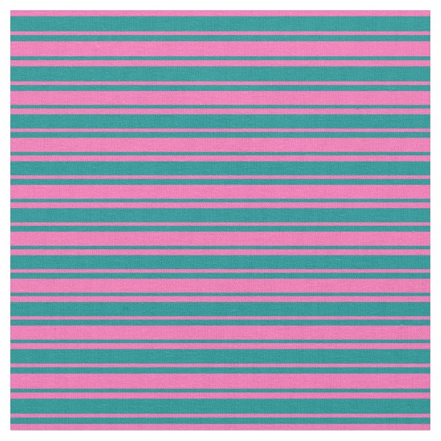 Dark Cyan and Hot Pink Striped Pattern Fabric (Close Up)