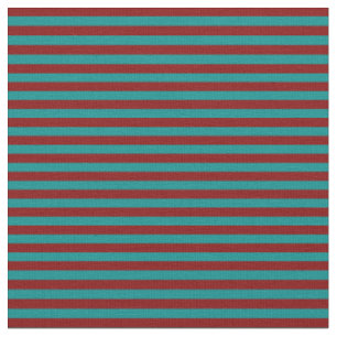 Dark Cyan and Maroon Coloured Lined Pattern Fabric