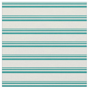 Dark Cyan & Beige Coloured Stripes Pattern Fabric