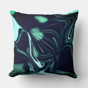 Dark cyan bends with crystalline or metallic sheen cushion