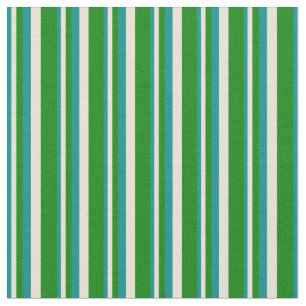Dark Cyan, Bisque, and Green Stripes Pattern Fabric