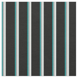Dark Cyan, Dark Grey, Light Cyan & Black Lines Fabric