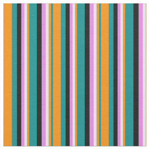 Dark Cyan, Dark Orange, Mint Cream, Violet & Black Fabric