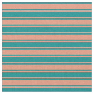 Dark Cyan & Dark Salmon Lines Fabric
