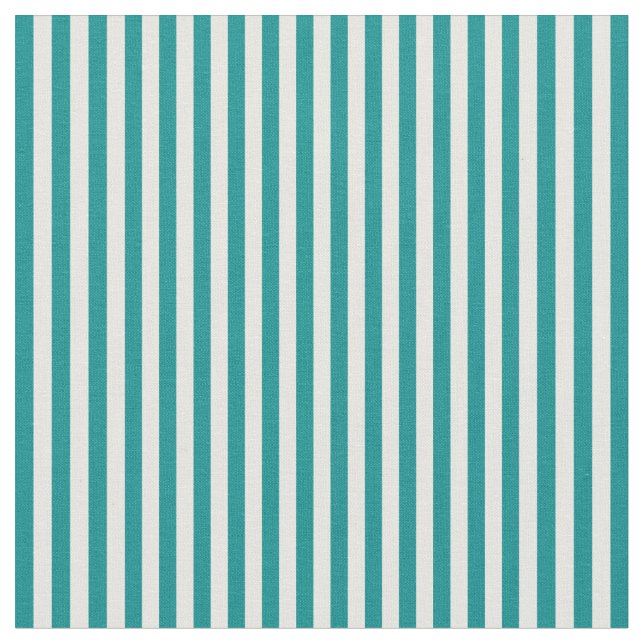 Dark Cyan & Mint Cream Pattern of Stripes Fabric (Close Up)