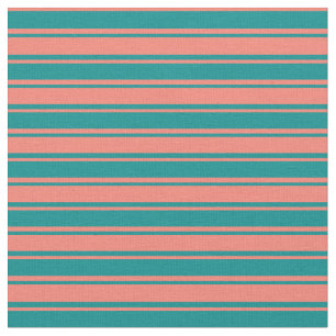 Dark Cyan & Salmon Coloured Lines Fabric