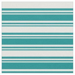 Dark Cyan & White Coloured Stripes Pattern Fabric
