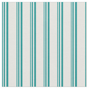 Dark Cyan & White Lined Pattern Fabric
