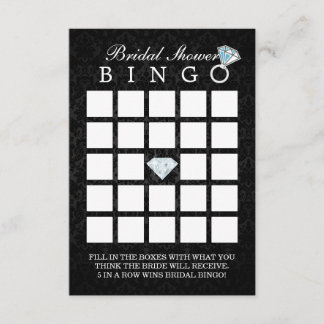 Dark Damask Diamond Bridal Shower Bingo Cards