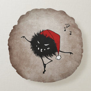 Dark Dancing Evil Christmas Bug Round Cushion