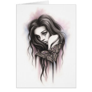 Dark Days Moth Girl Greeting Card