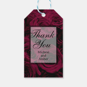 Dark deep red magenta burgundy roses  gift tags